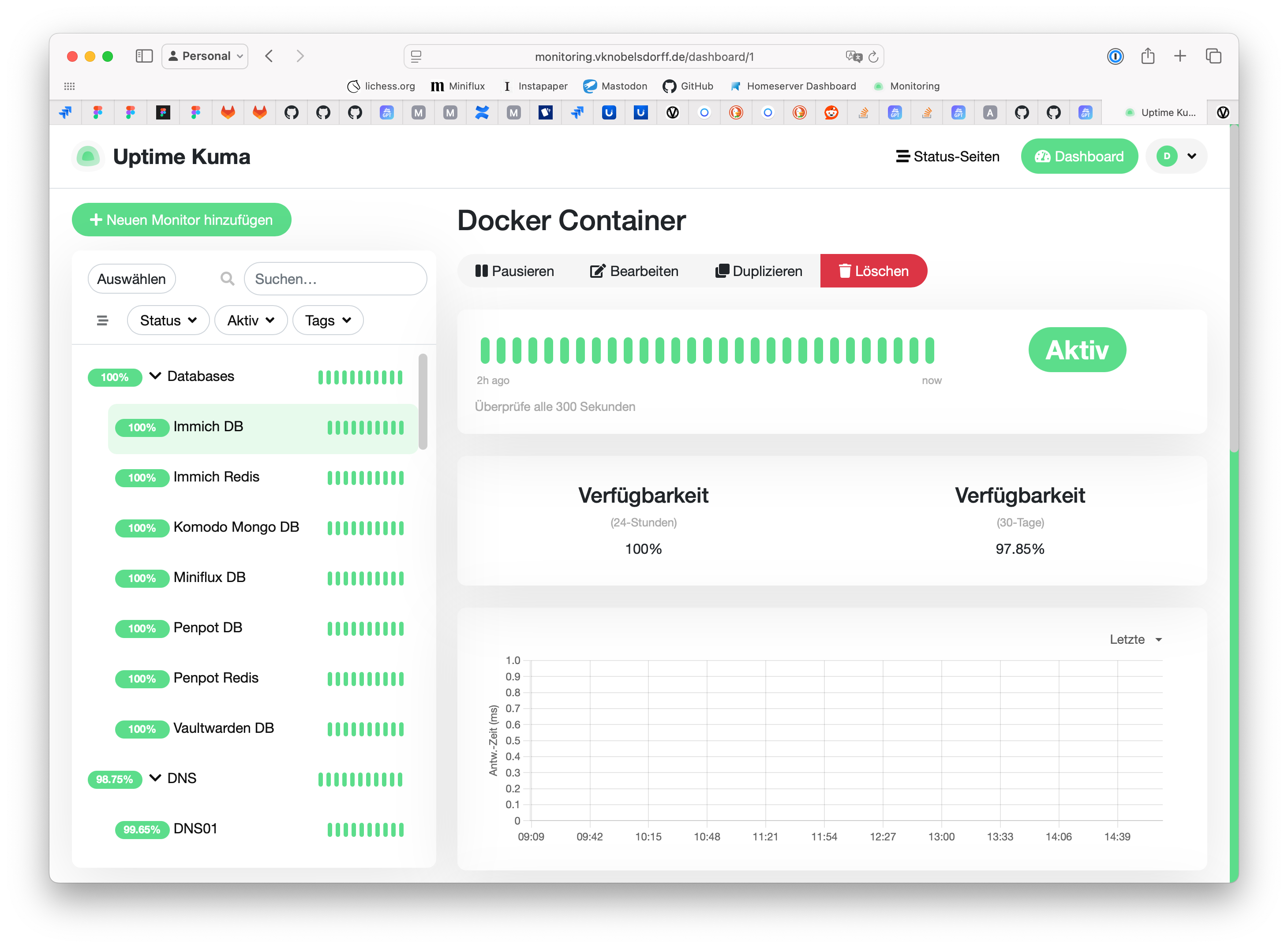 An image showing the uptime-kuma web UI.